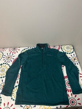 Eddie Bauer Radiator Fleece Quarter Zip Pullover Peacock Green Mens Medium